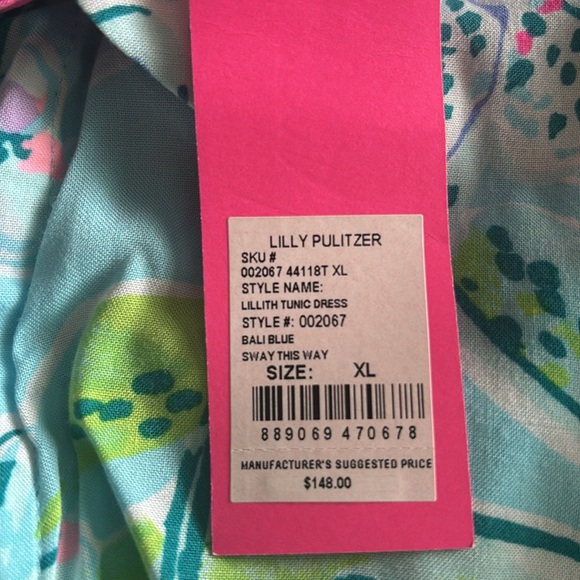Lilly Pulitzer Lilith Tunic Dress Bali Blue XL Lightweight PERFECT NEW~ NWT - Picture 8 of 8